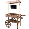 Home Decor Wood Handcart Flower Stand Display Rack for Balcony & Cafe