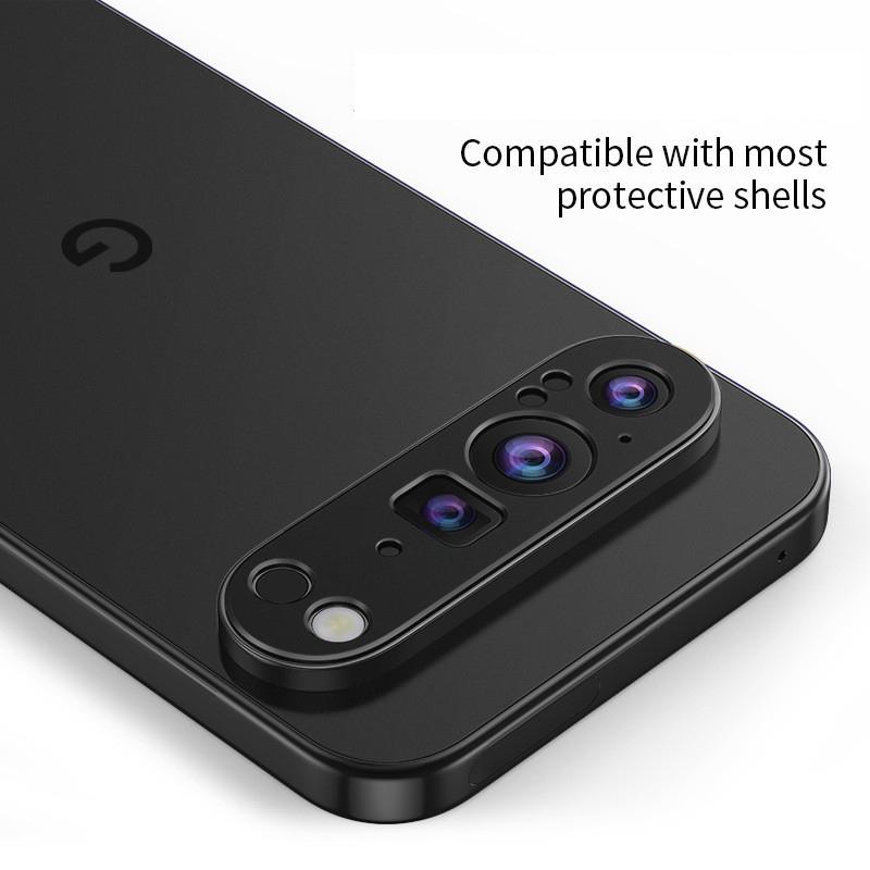 Pentru Google Pixel 9 Pro XL Cameră de lux Cerc lentilă metalică Husă de sticlă anti-zgâriere Protectie de protecție pentru bara de protecție Protector de protecție