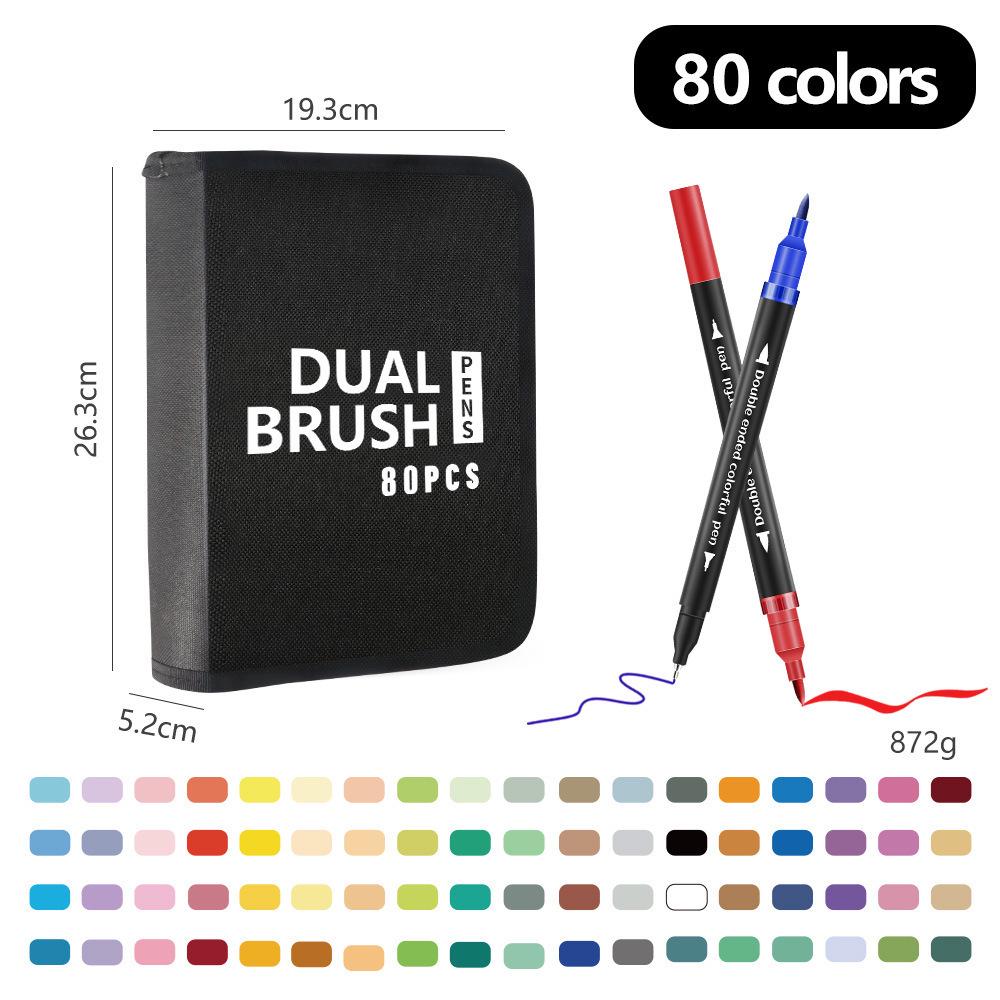 120-Color Double-Ended Watercolor Marker Pen Set for Painting, Doodling, and Outlining with Children's Paint Brushes