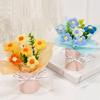 Crochet Flower Pot Hand Woven Carnations Tulips Small Potted Flowers Handmade Gift for Teachers Mothers Day Birthday Desk Decor