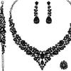 Set Colier Cercei Strass Cristal Mireasă Set Rochie Bal Banchet Doamne Set de Lux Patru Piese