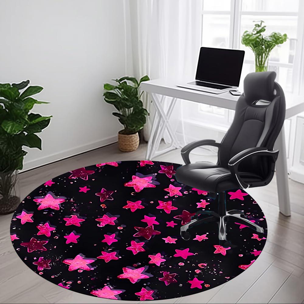 1pc Pink Stars Chair Carpet for Office, Non-slip, Soft and Durable Office Rug, Perfect for Office yy260127125