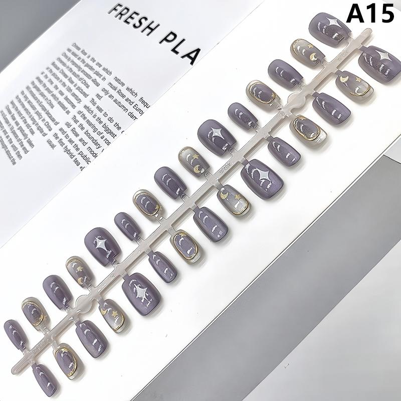 30Pcs Short Square False Nails Cat Paw Petal Design Wearable Fake Nails Simple Artificial Press On Nails Tips Art Decoration