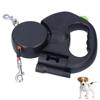 Retractable Double Dog Leash 9.8ft Reflective Dual Lead with Flashlight
