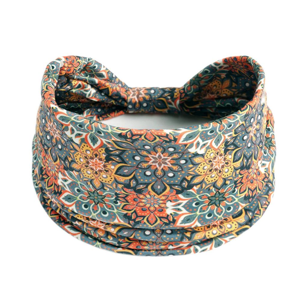 Bohemian Retro Print Yoga Headband: Wide African-Inspired Headscarf for Women