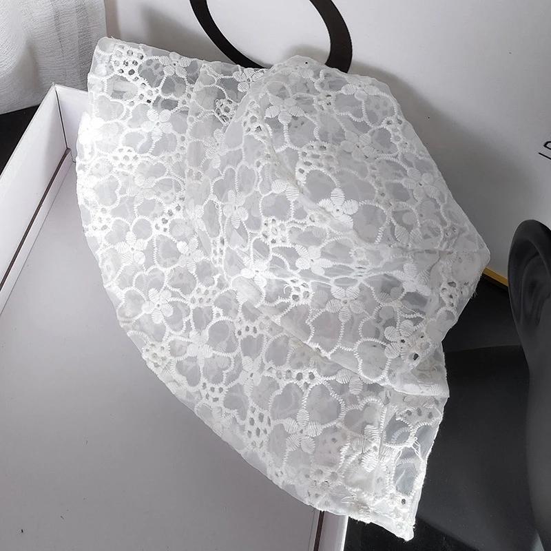 Summer Bucket Hat Hollow Lace Flower Fishermen Hat Women Wide Brim Sun Hats Outdoor Travel Casual Sun Proof Hat Caps Headdress
