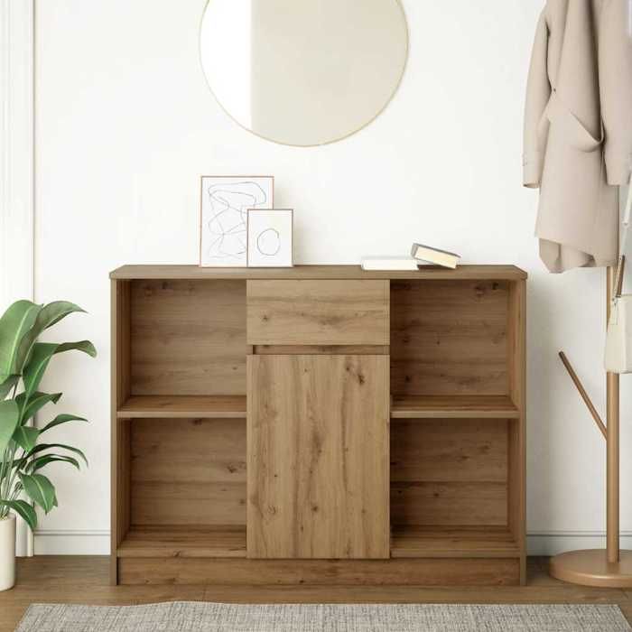 VidaXL Buffet avec tiroir chêne artisanal 101x35x76 cm bois ingénierie, meuble de rangement, buffet, meuble d'entrée, meuble 861570