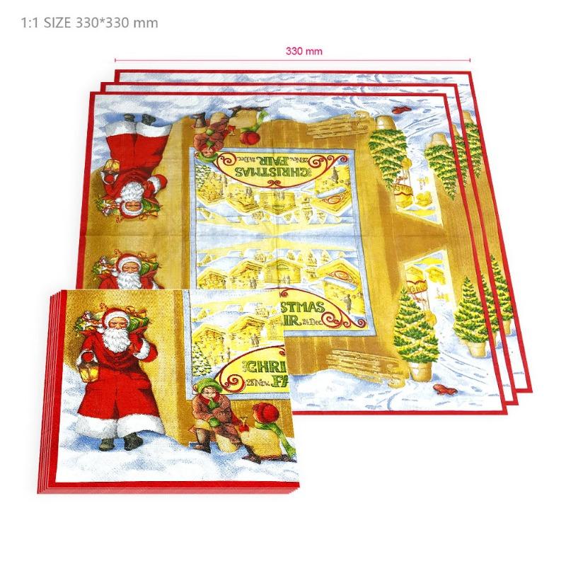 20pcs/Pac 33*33cm 2-Ply Disposable Party Napkin Christmas Pattern