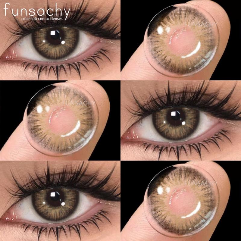 

FUNSACHY 1 пара цветных зрачков для глаз, натуральные карие большие глаза, контактные линзы, косметика, зеленые линзы для глаз, серые линзы для женщин и мужчин