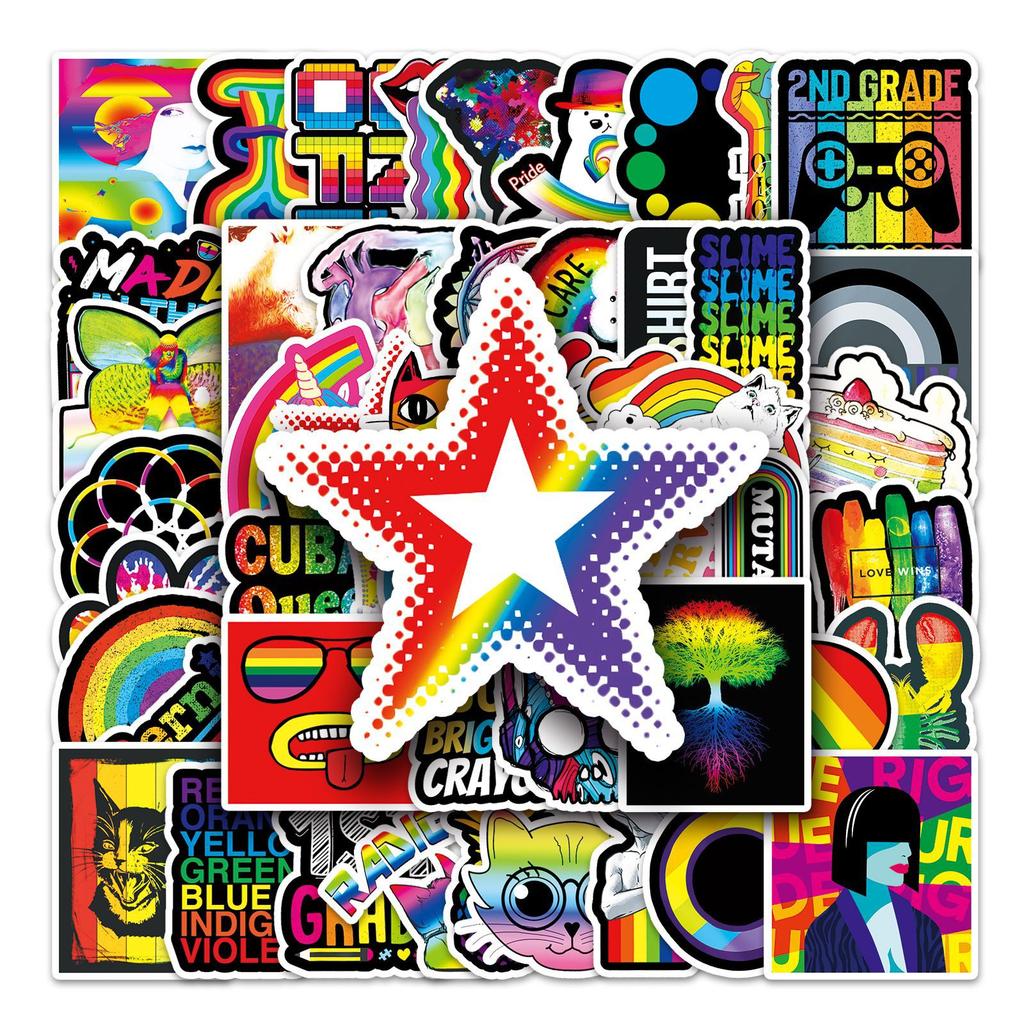 51 Ins Style Farbe Regenbogen Personalisierter Koffer Laptop Roller Motorrad Dekorationsaufkleber