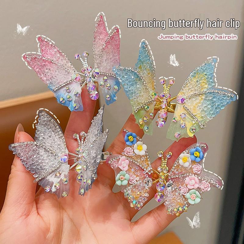 Movable Rhinestone Butterfly Hair Clip for Women and Children – Sweet & Cute Accessory