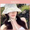 Feminine Flower Print Fisherman Hat With Wide Brim For Sun Protection And Breathability