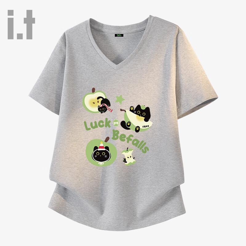Fingercroxx Women s Ice Silk V-Neck Short Sleeve T-Shirt M