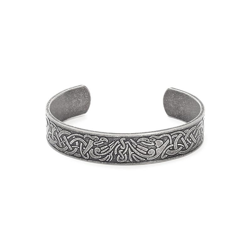 Nordic Viking Raven Celtic Knot Titanium Steel Bracelet for Men