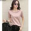 MODIQUE Summer Plus Size New Women's Elegant Minimalist Solid Color T-Shirt Ladies Casual Short Sleeve V-Neck Top
