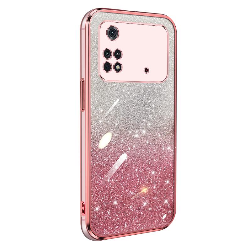 KEYSION Luxury Plating Glitter Phone Case for Xiaomi POCO M4 Pro 4G 5G Transparent Soft TPU Shockproof Back Cover for POCO M4 Pro 5G