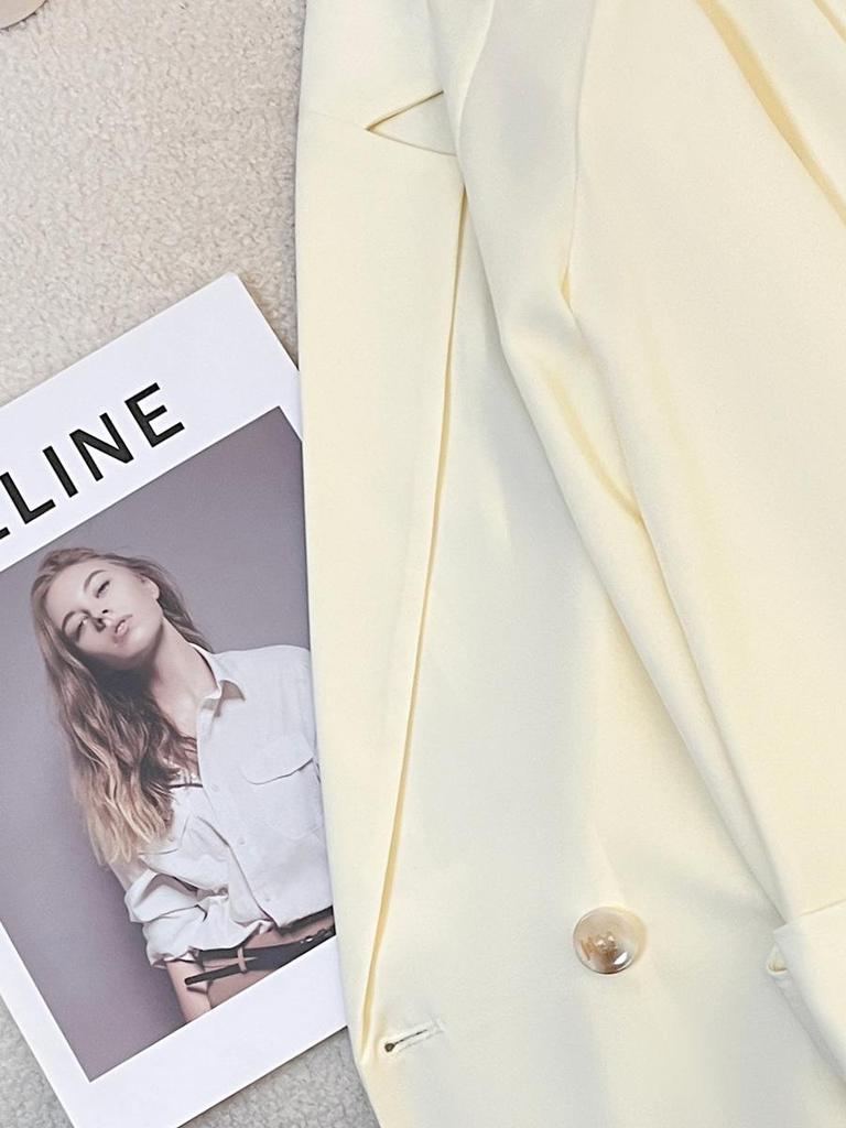 2025 Summer Women's Milk Yellow Suit Jacket - Korean Goddess Style, Versatile, Casual, Thin Top for Trendy Commutes