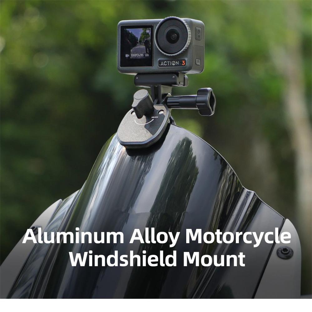Aluminum Action Camera Windshield Clamp Mount for GoPro/Insta360/DJI - Motorcycle Scooter E-Bike