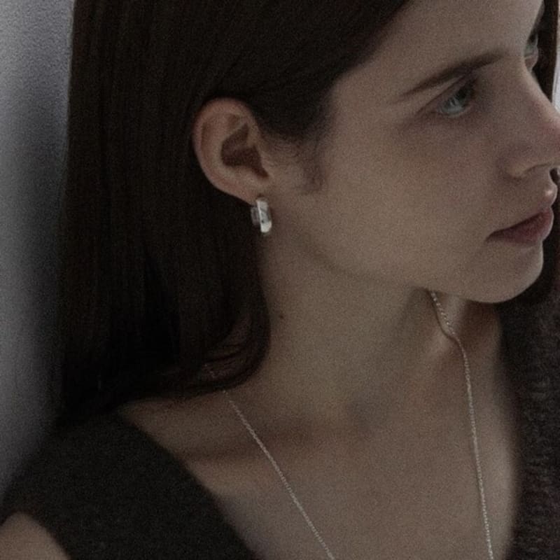 

salted Type ring earring Silver