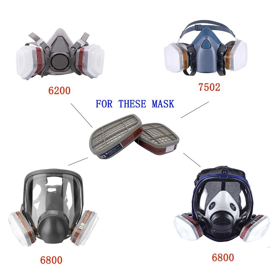 5N11 Cotton Filters Set 6001 6002 6004 Cartridge Box For 3m 6200 7502 6800 Dust Gas Masks Chemical Painting Spraying Respirator