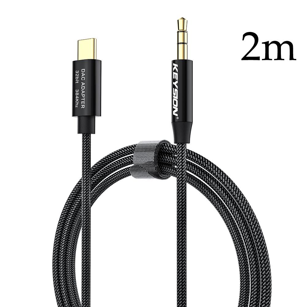 KEYSION HIFI DAC Earphone Amplifier USB Type C To AUX Male Speaker Audio Adapter Car AUX Converter
