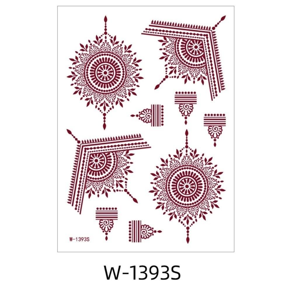 Red Mehndi Stickers Henna Tattoo Stickers Lace Fake Tattoo Body Art Sticker Women/Lady