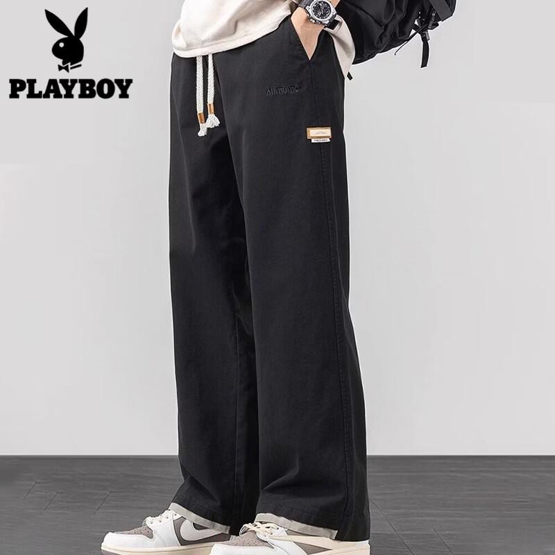 PLAYBOY Men s Pure Cotton Loose Straight Cargo Pants 3XL