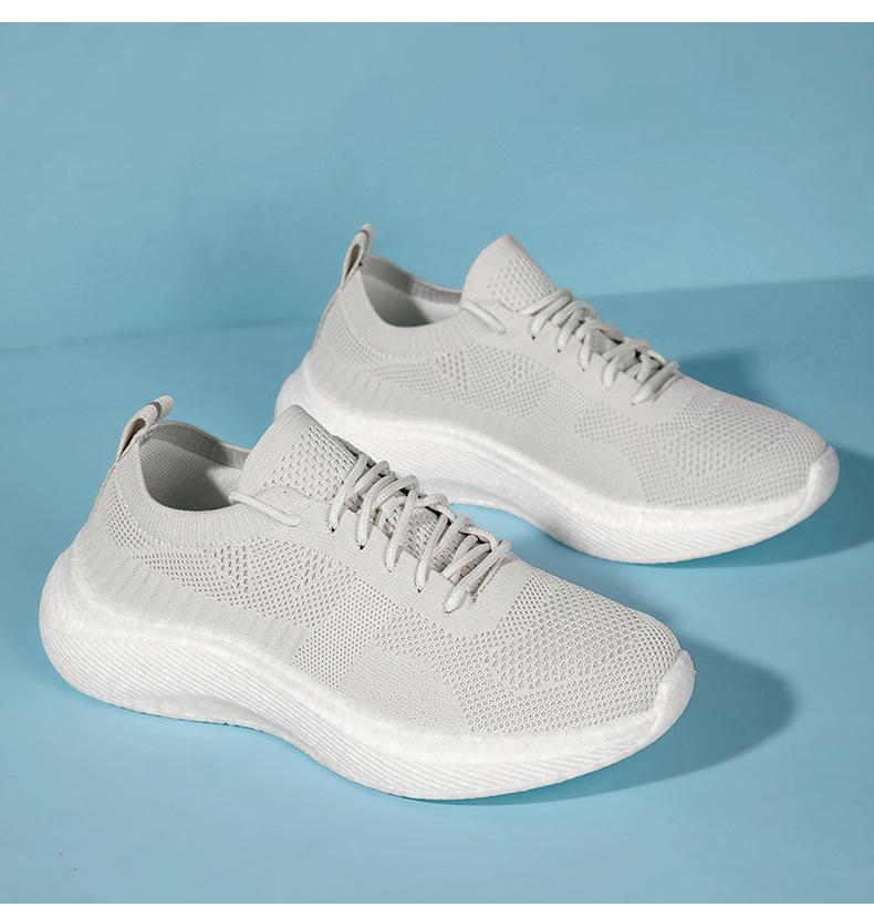 Frühling Sommer Neue Schuhe für Herren Strick Freizeitsportschuhe Atmungsaktive Flache Skateboard-Schuhe Leichte Slip-on Sneaker