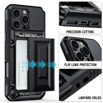 Cross-border Apple 13 Mobile Phone Case 16Pro Side Sliding with Bracket Card Advanced Feeling Iphone15 Hard Shell 4