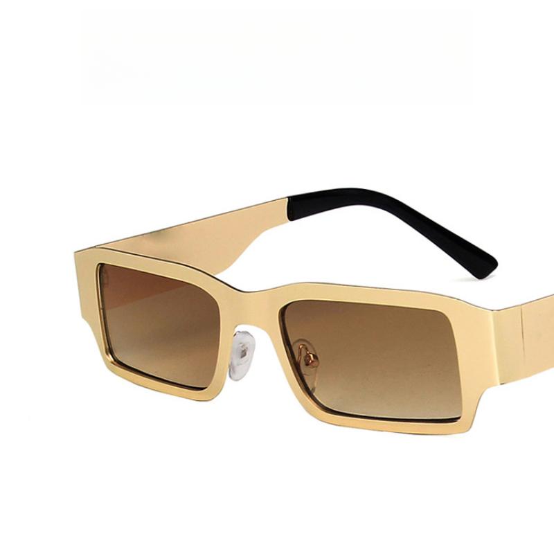 Metallic Square Ladies Fashion Sunglasses Hip Hop Personality Trend Cool Suitable for Street Party Accessories