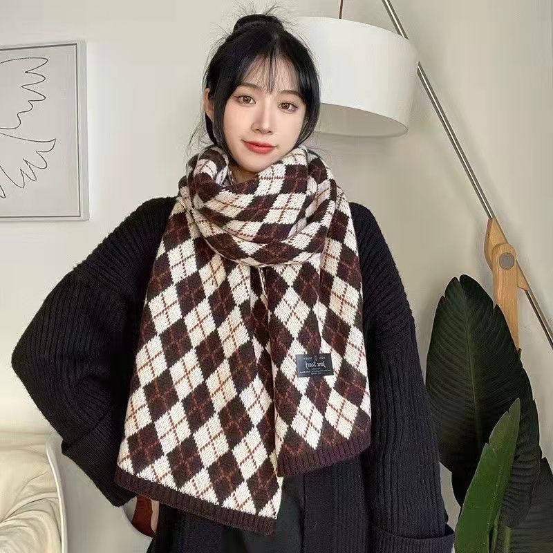 Soft and Waxy College Style Korean Style Versatile and Cute Scarf for Women Winter Warm Student Korean Version Ins Scarf for Men