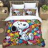(Snoopy) Sunflower-Themed Printed Bedding Set: Featuring a duvet cover and pillowcases, this soft and comfortable set is availab