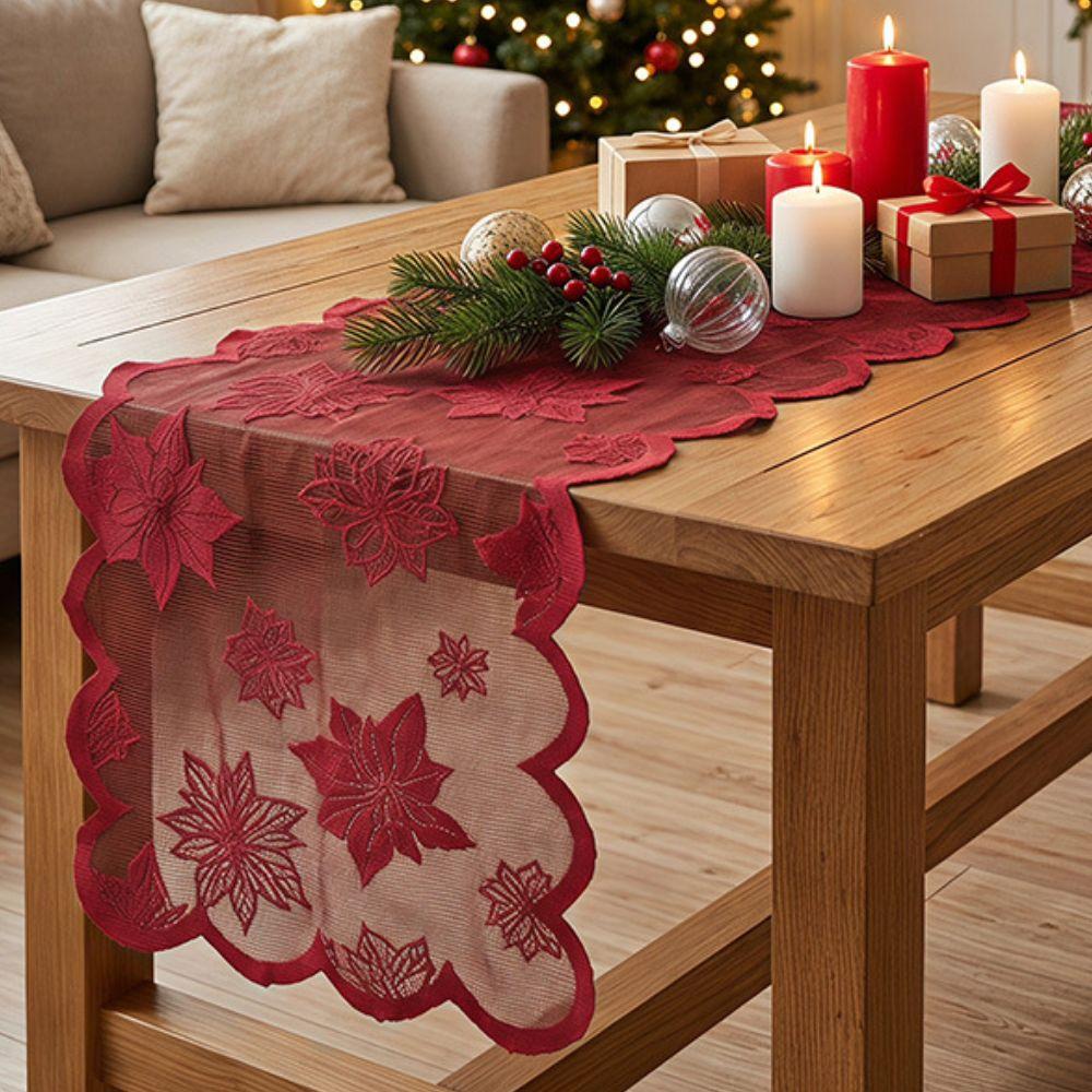 Sheer Lace Lace Tablecloth Premium Finish Long Table Decor Cloth Christmas Table Runner Home Decor
