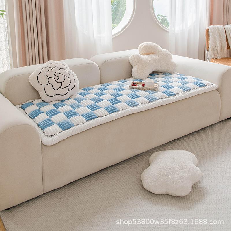 Sofa Cushion Steamed Bread Pad Plush Thickened Non-Slip Steamed Bread Shape Warm Simple Seat Cushion Cream Wind Machine Washable