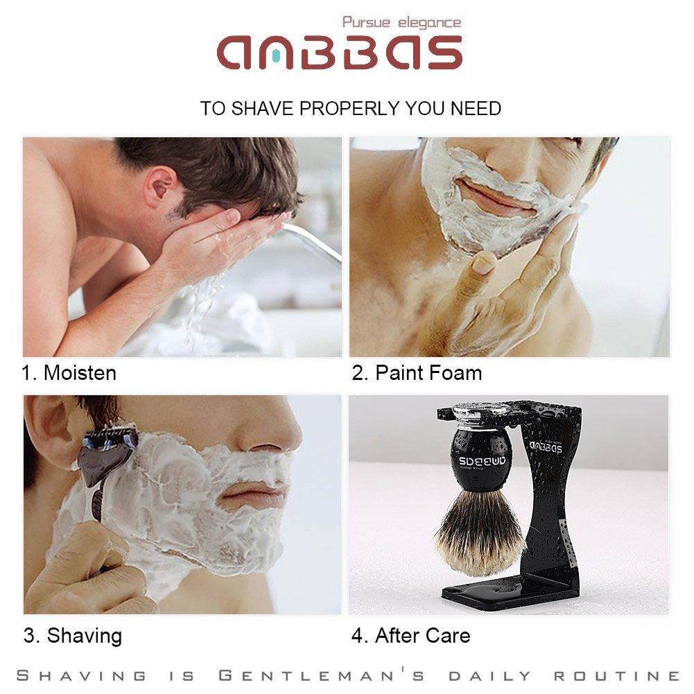 Shaving Brush Beard Badger Hair Shaving Pure Badger Hair Shaving Brush Anbbas® Set, Brush, Brush, Foaming, Men's (Brush)