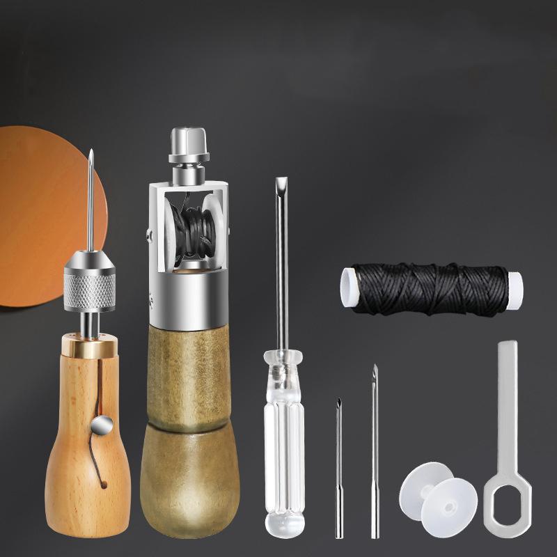 DIY Leather Sewing Awl Kit Waxed Thread Hand Sewing Tools Leather Craft Edge Stitching Belt Strips Shoemaker Canvas Repair Tools