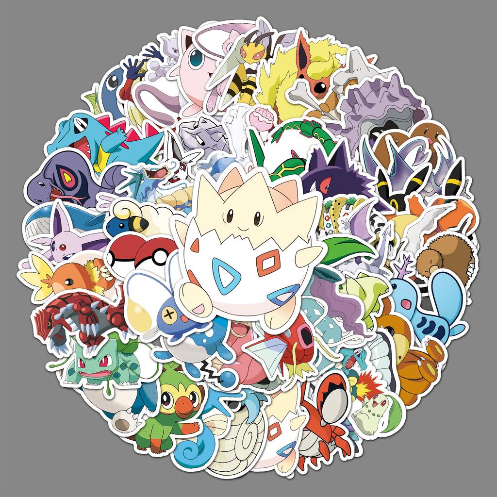 50 Pokémon Personalized Doodle Cartoon Japanese Comic DIY Suitcase Mobile Water Cup Car Stickers