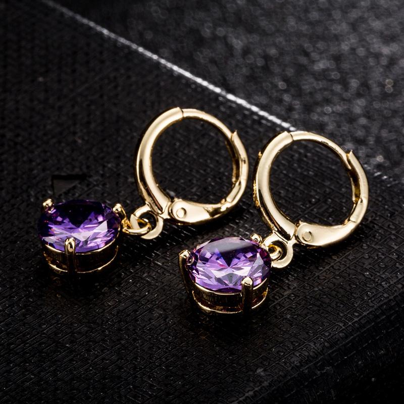 

Модные женские свадебные серьги 9 цветов круглые серьги со стразами фиолетовый