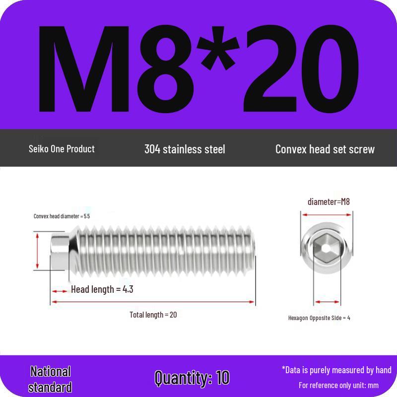 304 Stainless Steel Cup Point Grub Screw - Sizes M3 To M10