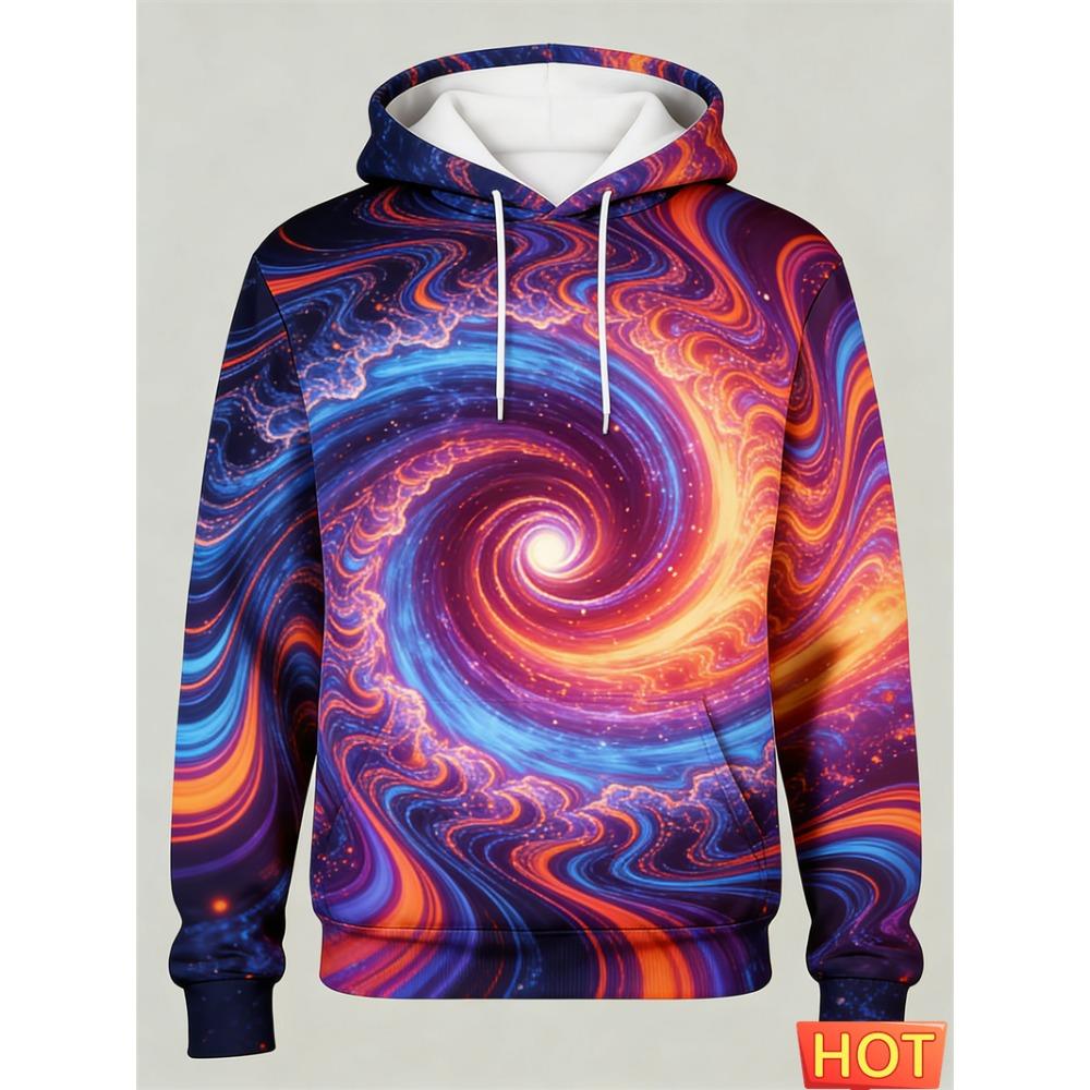 Optical Illusion 3D Vortex Graphic Print Hoodies For Men Long Sleeve Oversized Hoodie Streetwear Pullover New Men Women Hoodie