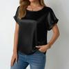 Frühling und Sommer Damen Kurzarm Satin Shirt Lose Casual Shirts