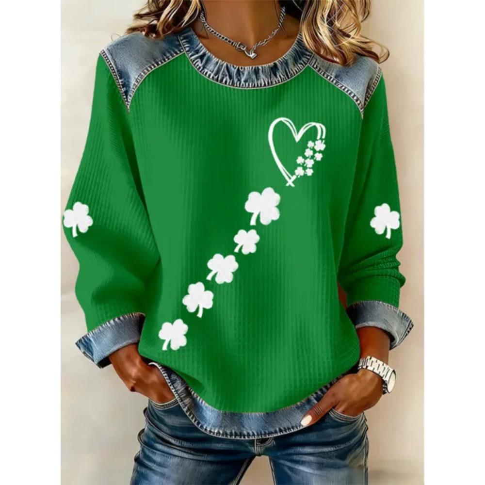 Autumn Fashionable Comfortable Casual Versatile Loose Women's Multi Color Printed Round Neck Long Sleeved T-Shirts