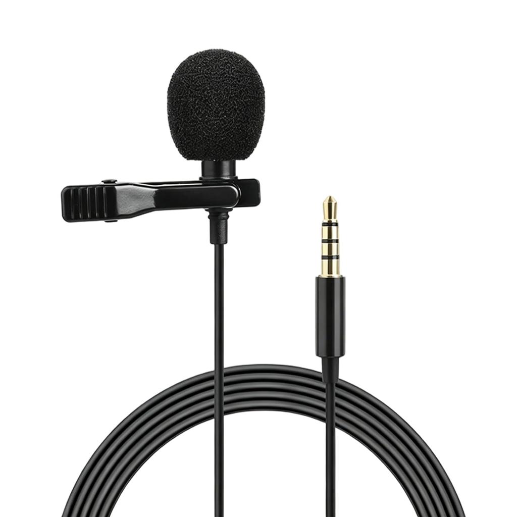 Wired Lavalier Compact Condenser Microphone with TPE and Compatible with PCs and Ideal for Live and Video Microphone, 3.5mm Plug, Material, 1.5m