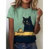 Women's TShirt Cat Print Design Harajuku Casual Short Sleeved Top Fashionable Trend Clothing