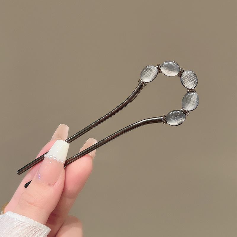 Elegant Pearl U-shaped Hairpin for Women - New Chinese Style Updo Accessory 2025