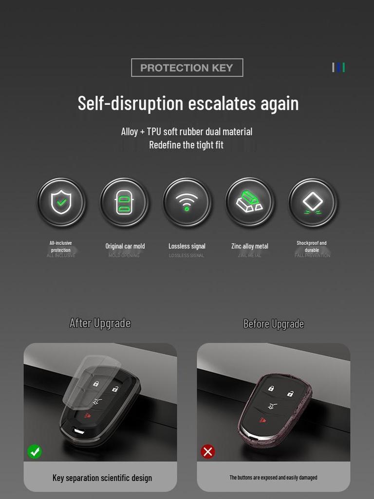 Cadillac Premium Key Case for XT5, CT5, XT4, XTS, ATSL, CT6, XT6, CT4 - Suitable for Men & Women