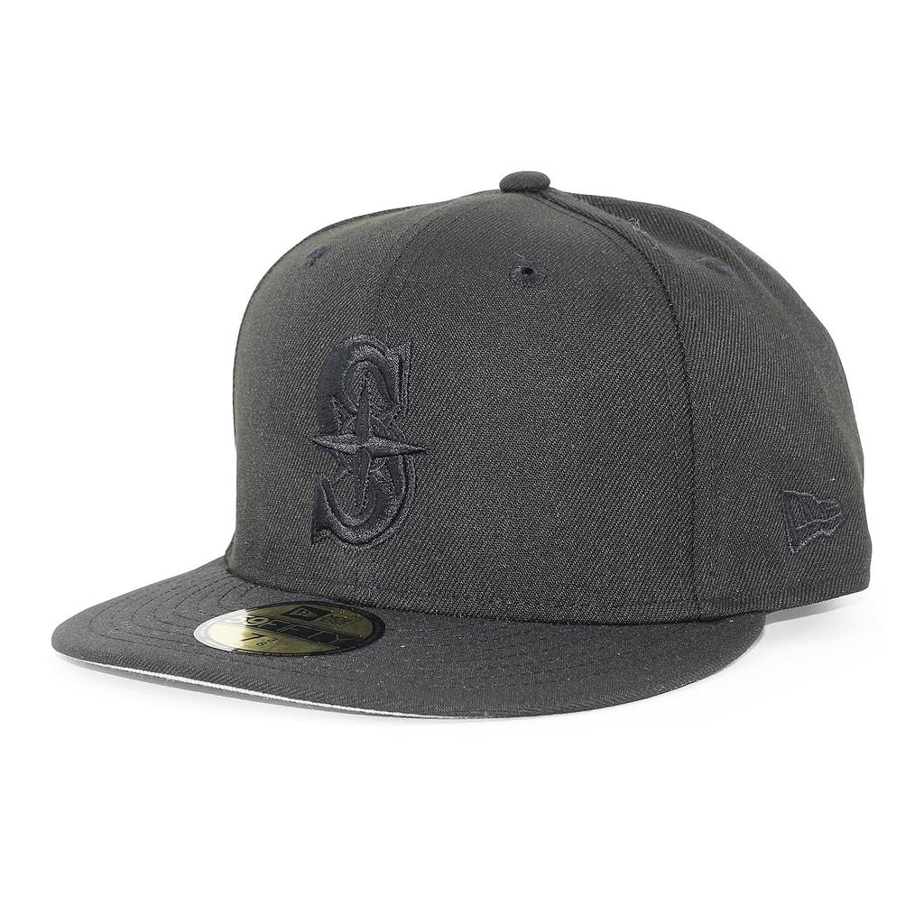 NEW ERA Cap 59FIFTY Seattle Mariners MLB Team Basic Fitted Blackout Size 7-1/4