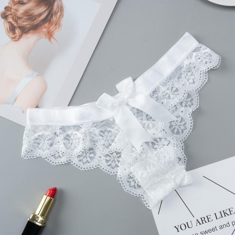 Lady Amazing Lingerie Lace G String Underwear Female T-back Sexy Fashion Thong Ladies Back Bow Transparent Panties