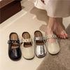 Mules à boucle à un mot pour femmes 2025 nouveau printemps à semelle plate demi-traînante jupe à enfiler chaussures simples à semelle souple