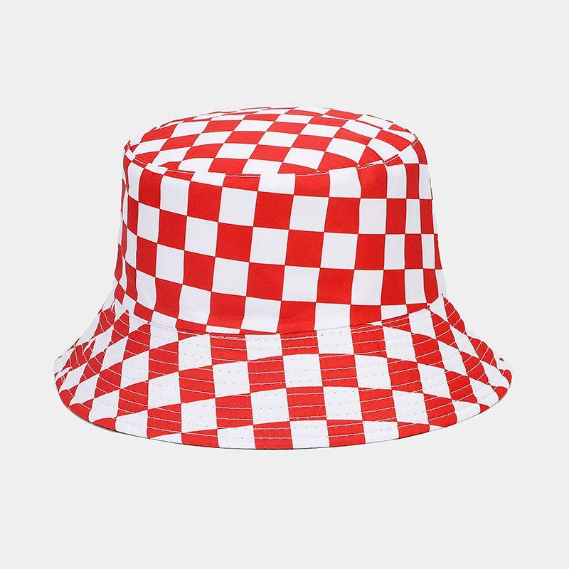 Neue Mode Karierter Bob Hut Fischerhut Damen Herren Wendbar Reise Strand Angeln Kappe Streetwear Hip Hop Hüte